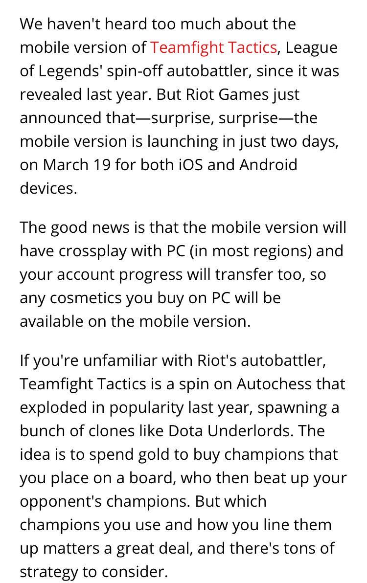 云顶之奕手游：3月19日iOS安卓市场同步上线